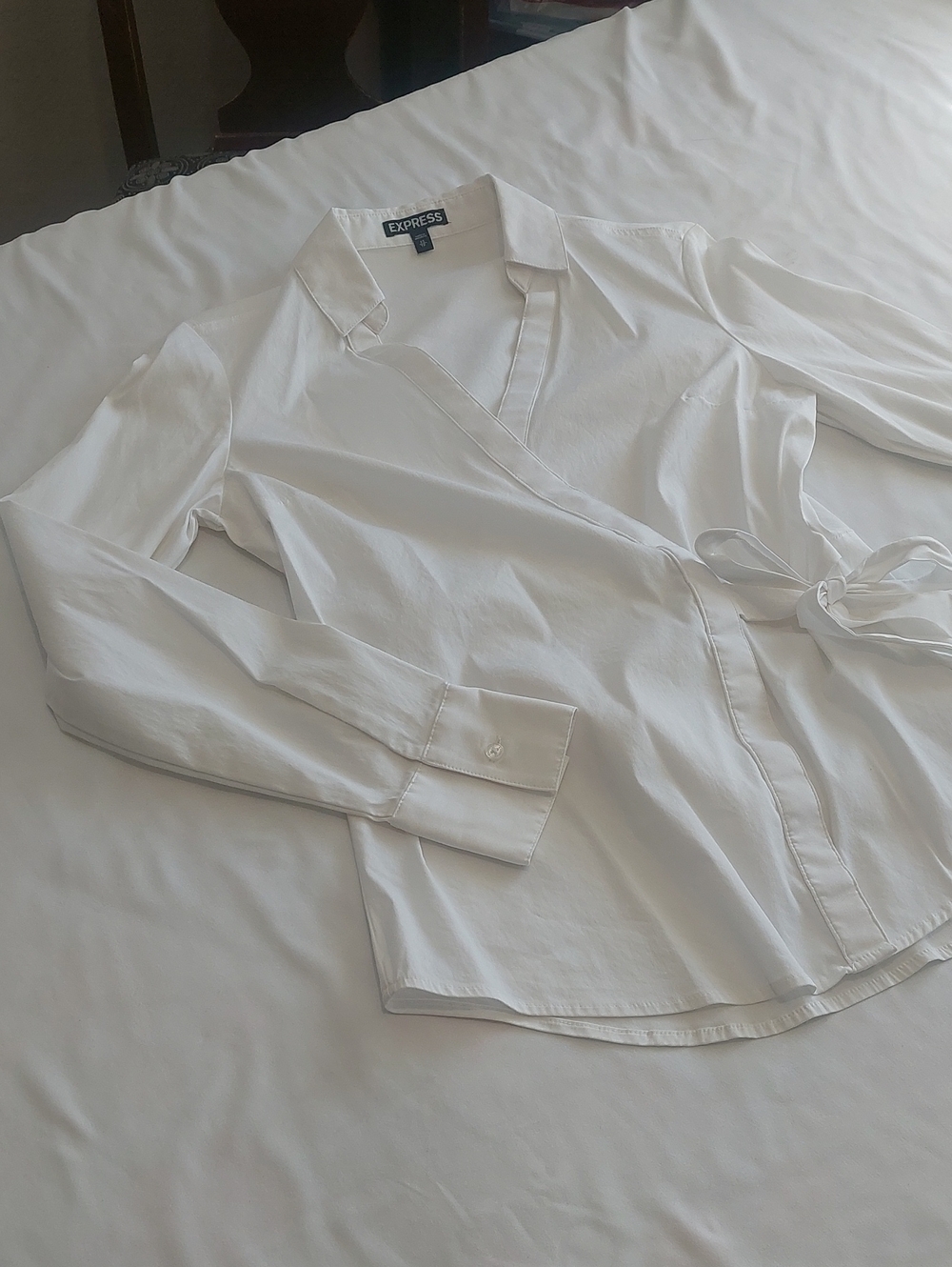 Express White Wrap Blouse with Tie Waist.Size XS